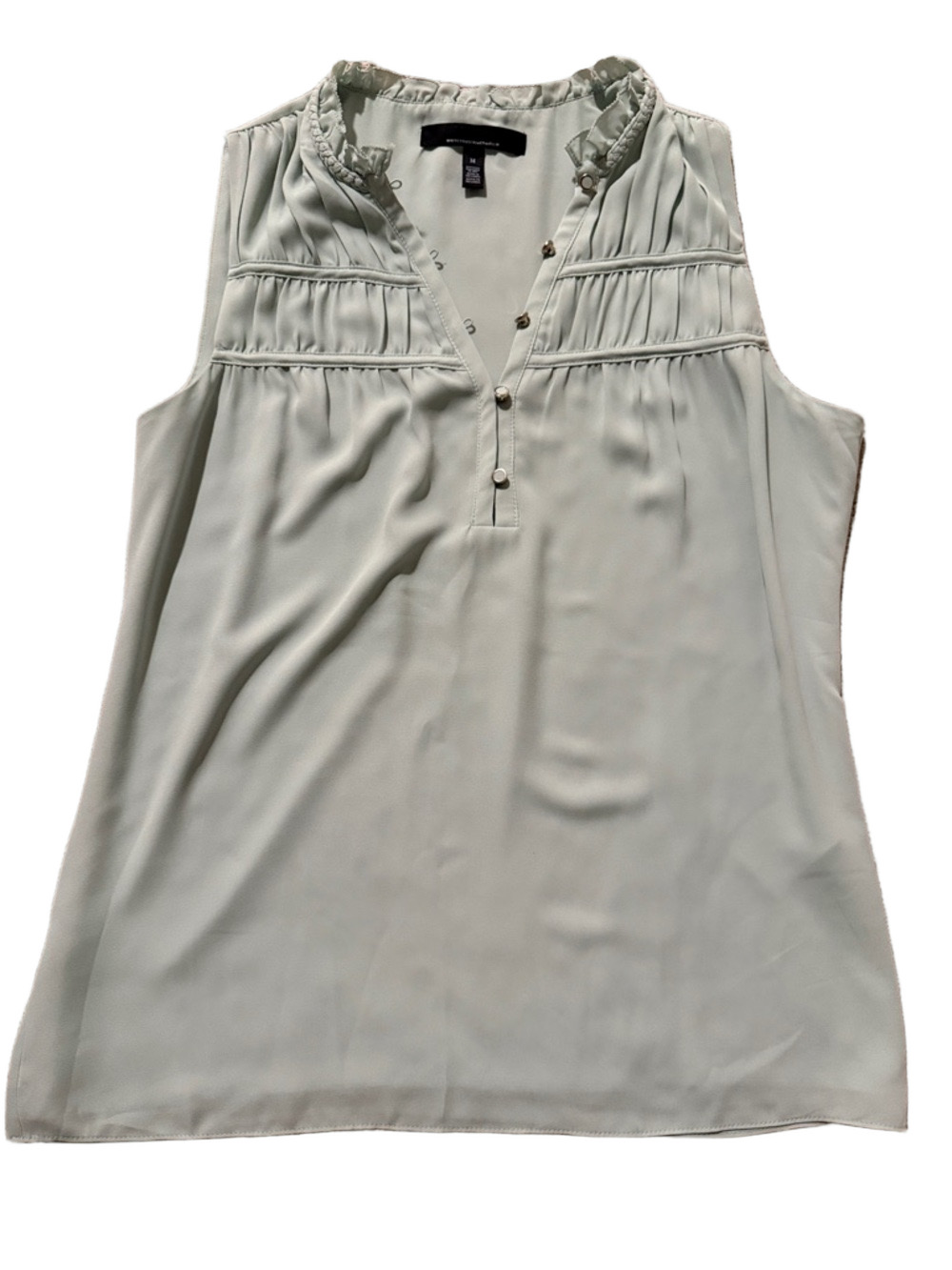 White House Black Market sage green sleeveless blouse sz M